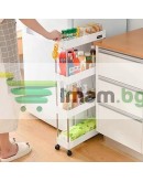 Етажерка на 4 реда с колелца за баня и кухнята